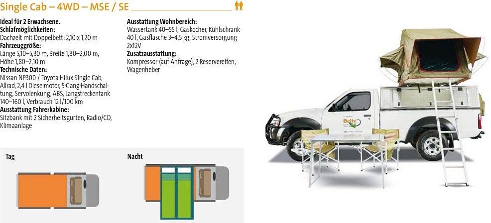 britz camper 4x4 SE 2 Bett