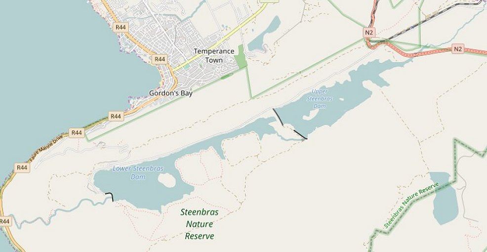 Karte vom Steenbras Dam