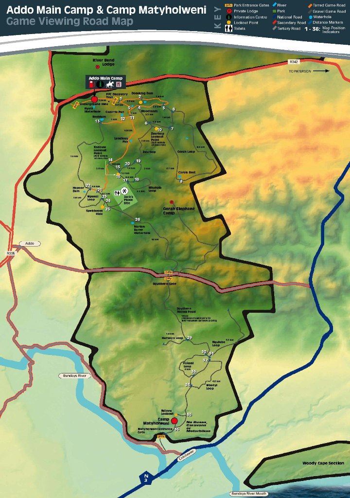 Addo Elephant Park Map Addo Elephant Park Map