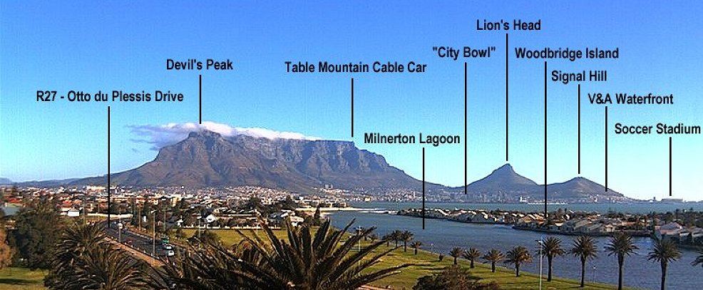 Kapstadt Webcam Beschriftung des Tafelbergs