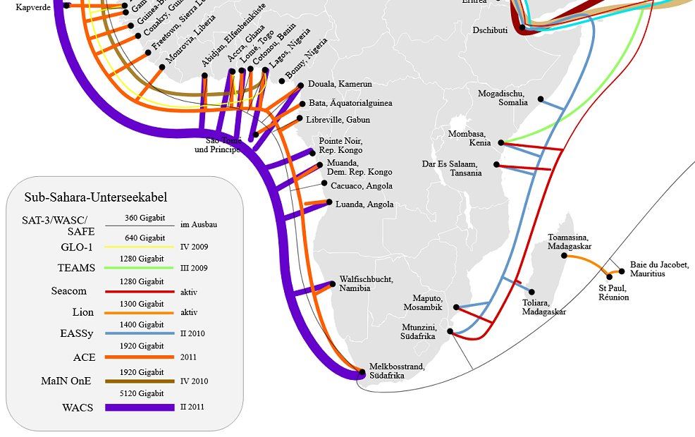 Internet Seekabel Verbindung nach Südafrika