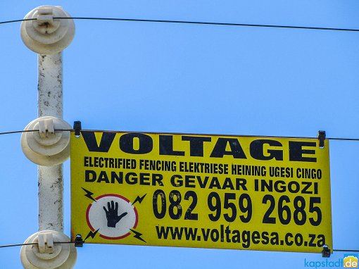 Elektrozaun Warnung in Kapstadt