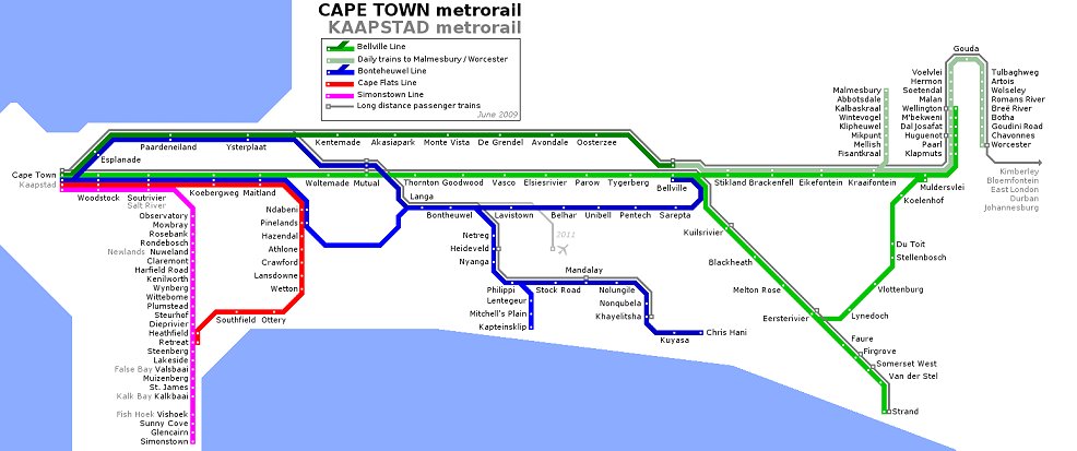 metro rail kapstadt karte