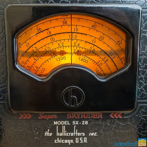 Hallicrafters SX-28 Skyrider - main tuner scale with logo