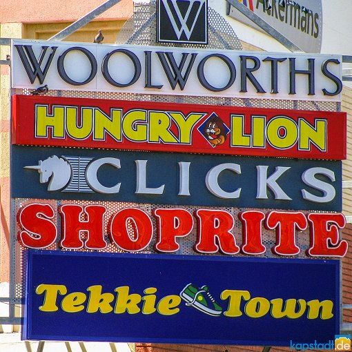 Südafrika Brands: Woolworth, Hungry Lion, Clicks, Shoprite, Tekkie Town